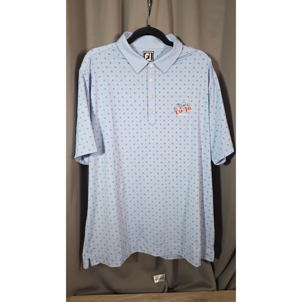 FJ FootJoy To-Jo Mushrooms Light Blue Golf Polo Shirt XL